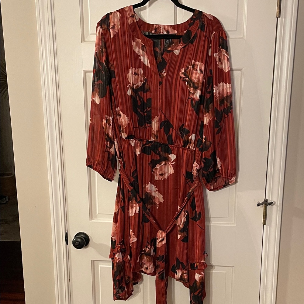 Simply Vera Vera Wang Red Floral Long Sleeve Dress